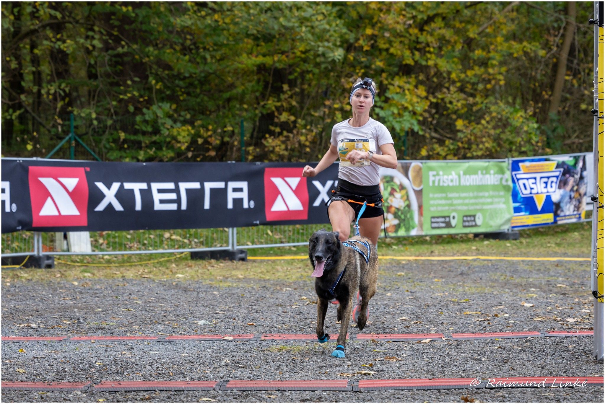 Stephanie Mach a Antaios dobíhají do cíle závodu O-SEE Canicross